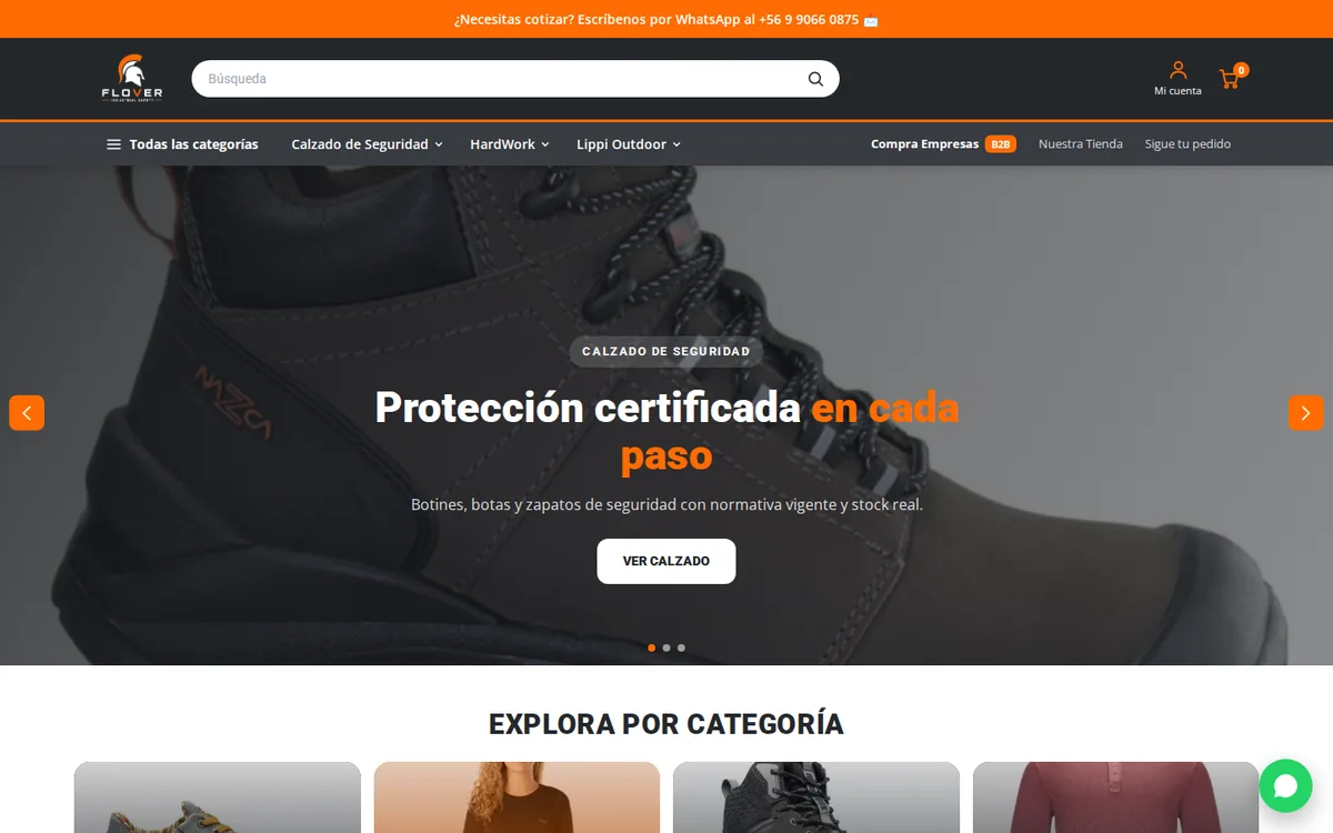 Portada del catálogo online de Flover con calzado de seguridad