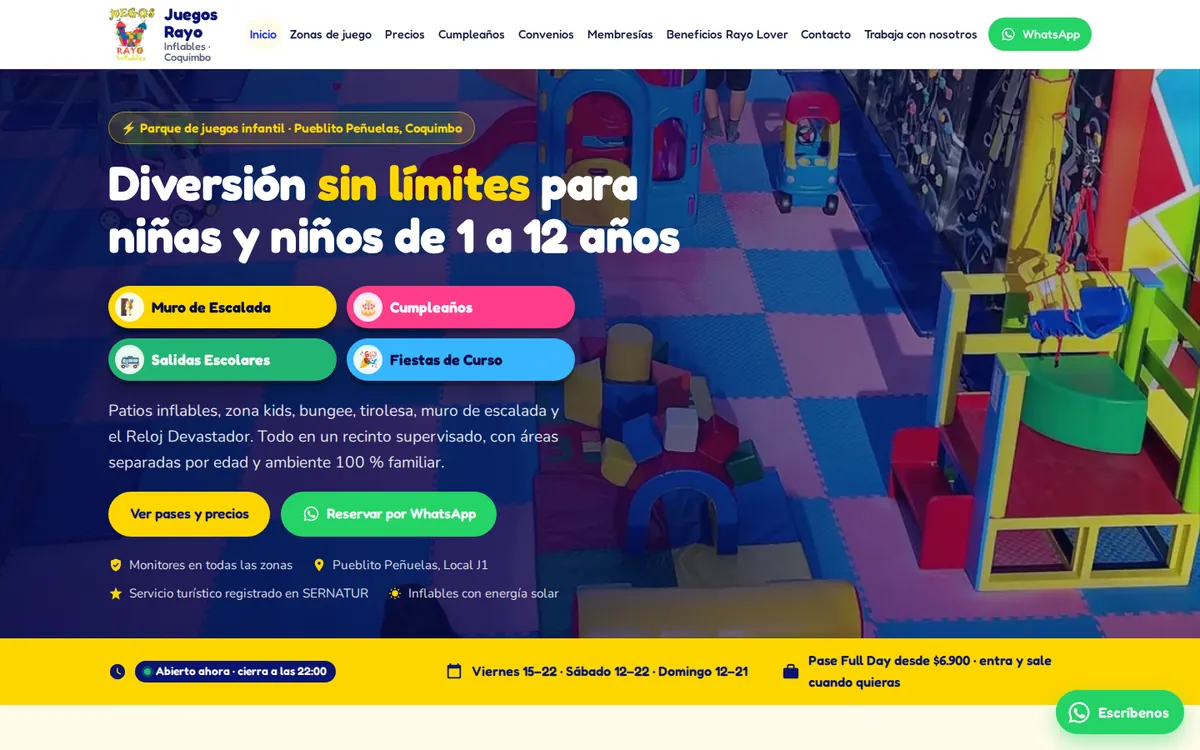Portada del sitio de Juegos Rayo Inflables, parque de juegos infantil en Coquimbo